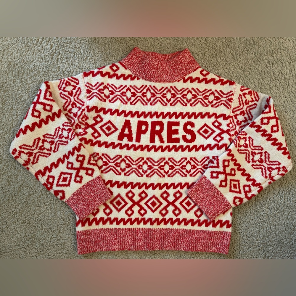 Apres Ski Red and White Patterned Sweater